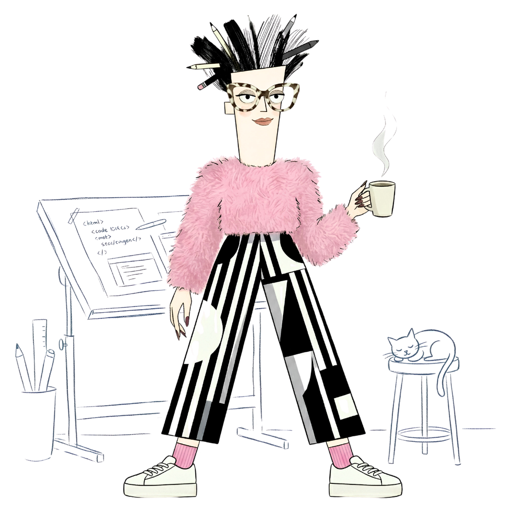 Bonnie standing with a coffee