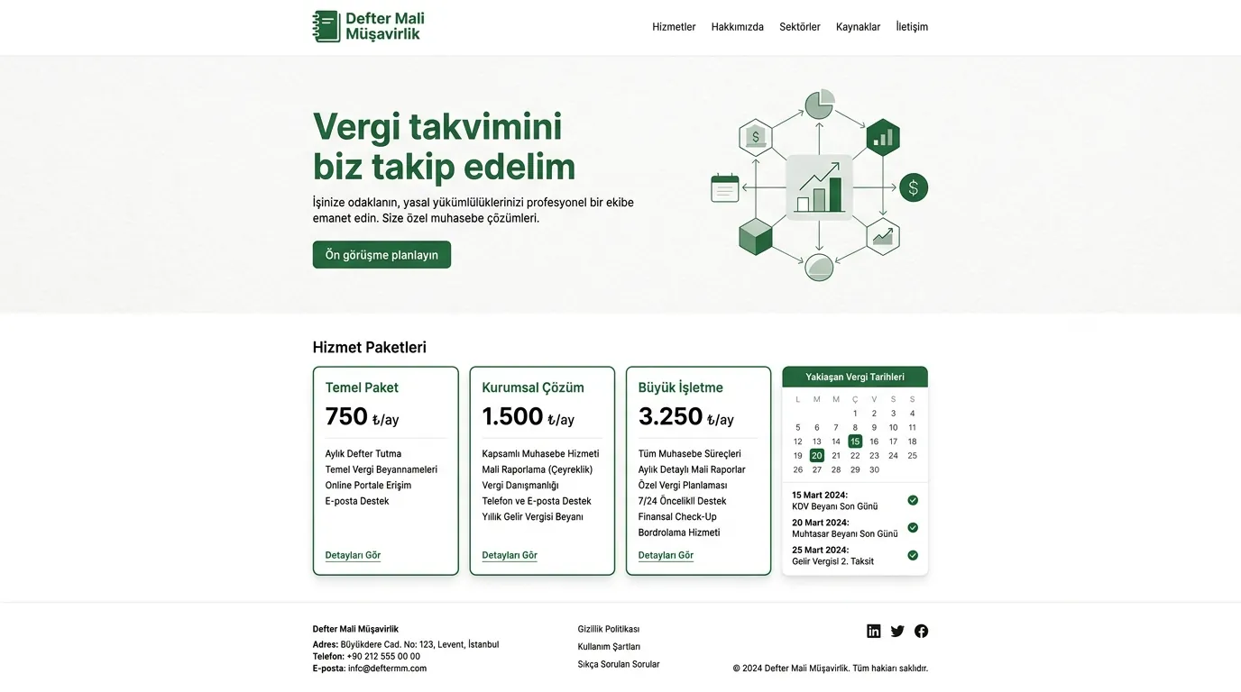 Mali müşavirlik ofisi sitesi tasarım önizlemesi