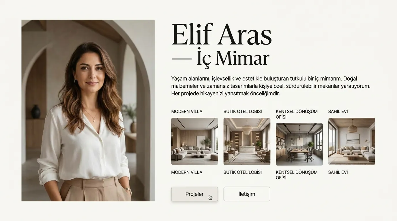 Tek sayfalık kişisel tanıtım sitesi tasarım önizlemesi