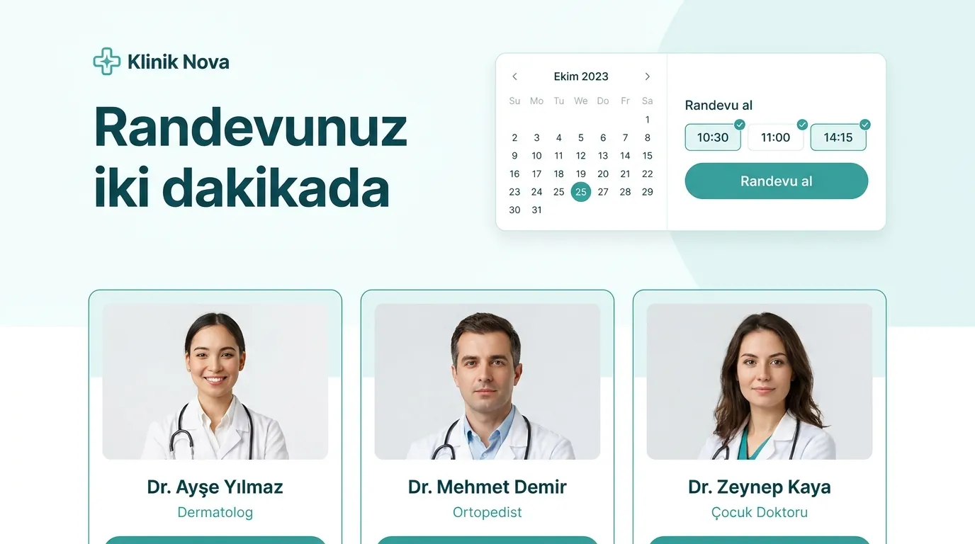 Online randevulu klinik sitesi tasarım önizlemesi